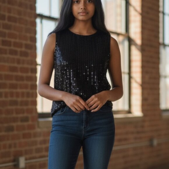 Velvet by Graham & Spencer Women's Maison Sleeveless Sequin Tank Top Size XS - Picture 2 of 10